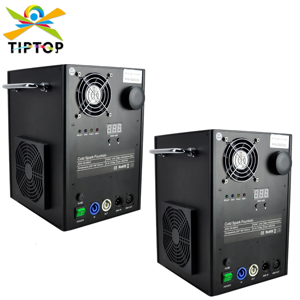 TIPTOP 750W Cold Spark Firework Machine DMX Stage Effect Machine 5-8.2ft Adjustable Low Noise Smokeless for Stage DJ TP-T750W