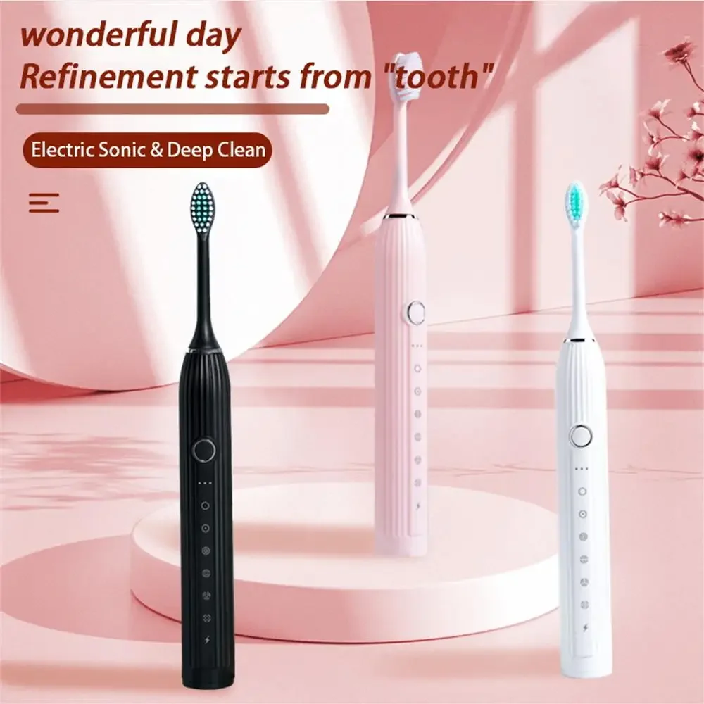 Sonic Electric Toothbrush Adult Smart Timing Tooth Brush Teeth Whitening Fast USB Rechargeable Toothbrush with Replacement Head