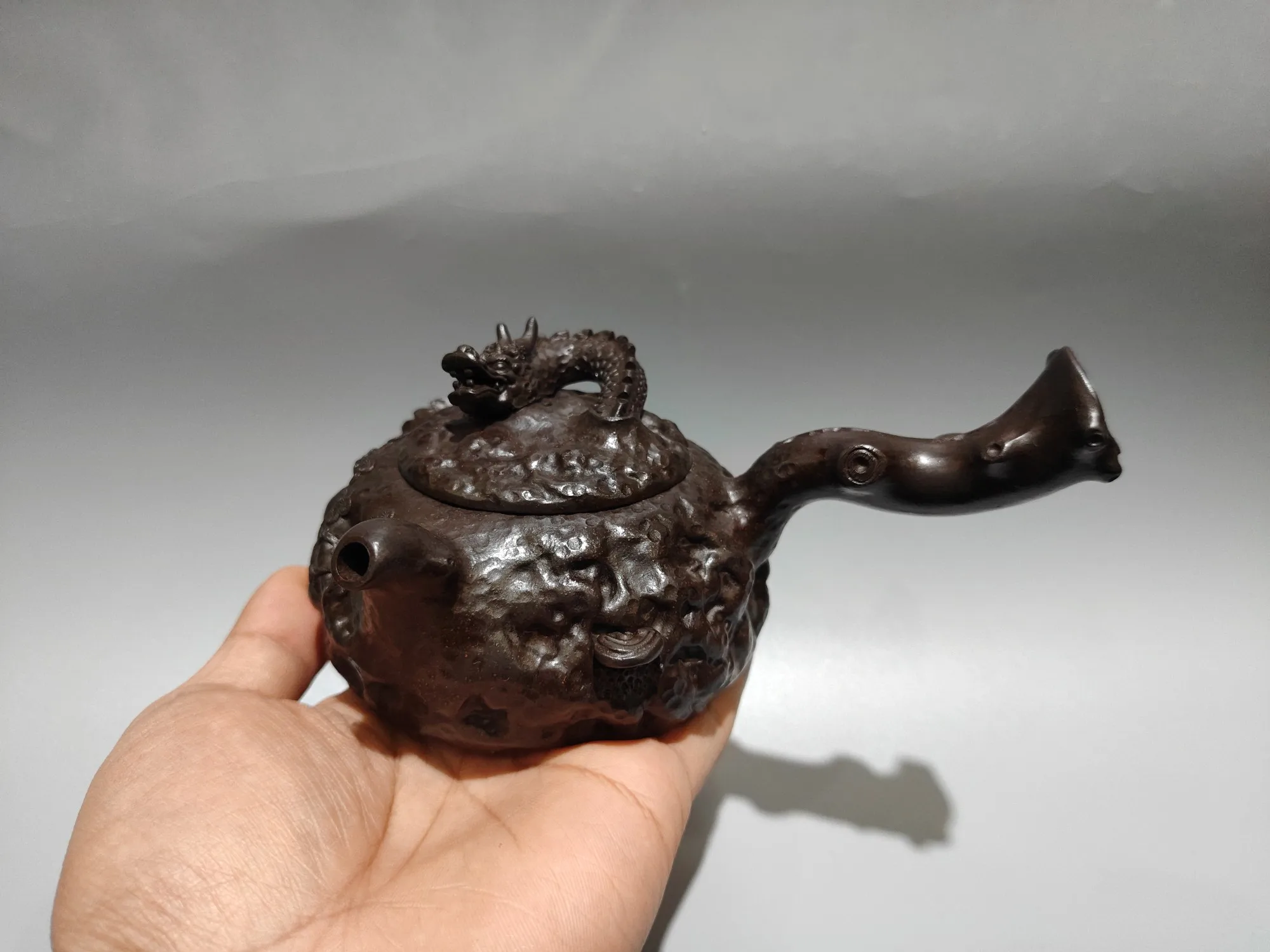 Purple Clay Pot antique color Gongchun pot root of a tree Side held Dragon Pot Dragon Head Cover Kettle Teapot Pot Tea