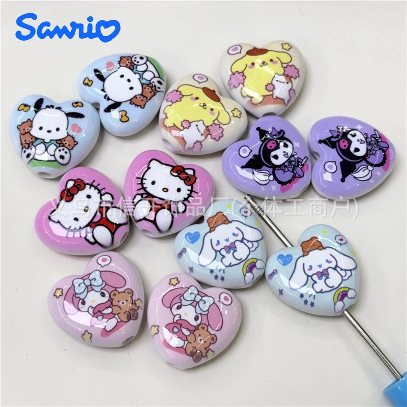 

Мультфильм аниме Sanrio милые бусины с принтом «Hello Kitty» ручной работы DIY брелок для ювелирных изделий сумка кулон бусина ручка аксессуары материалы