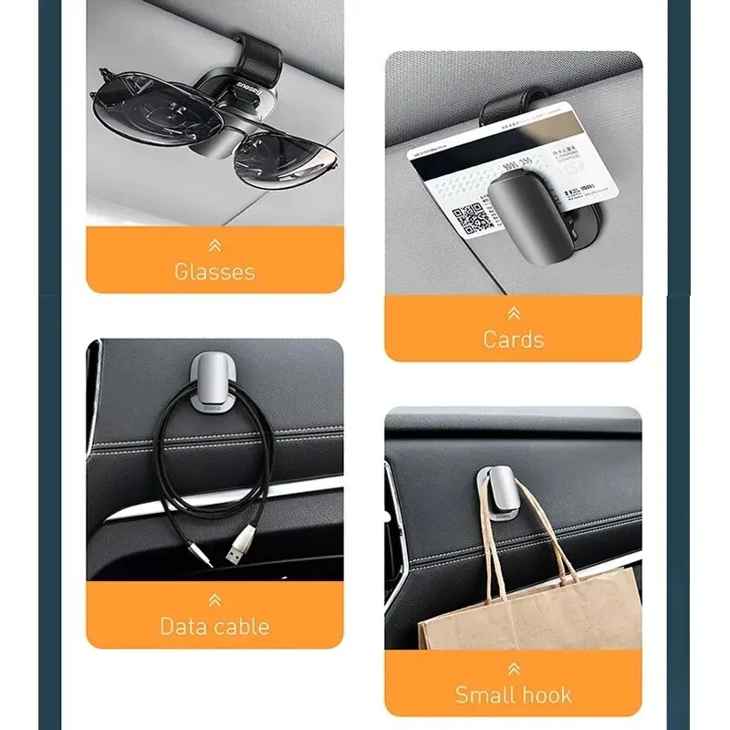 Baseus Car Eyeglass Storage Clip Sun Visor Sunglasses Holder for Auto Card Ticket Stand Interior Accessories Car Eyeglass Holder