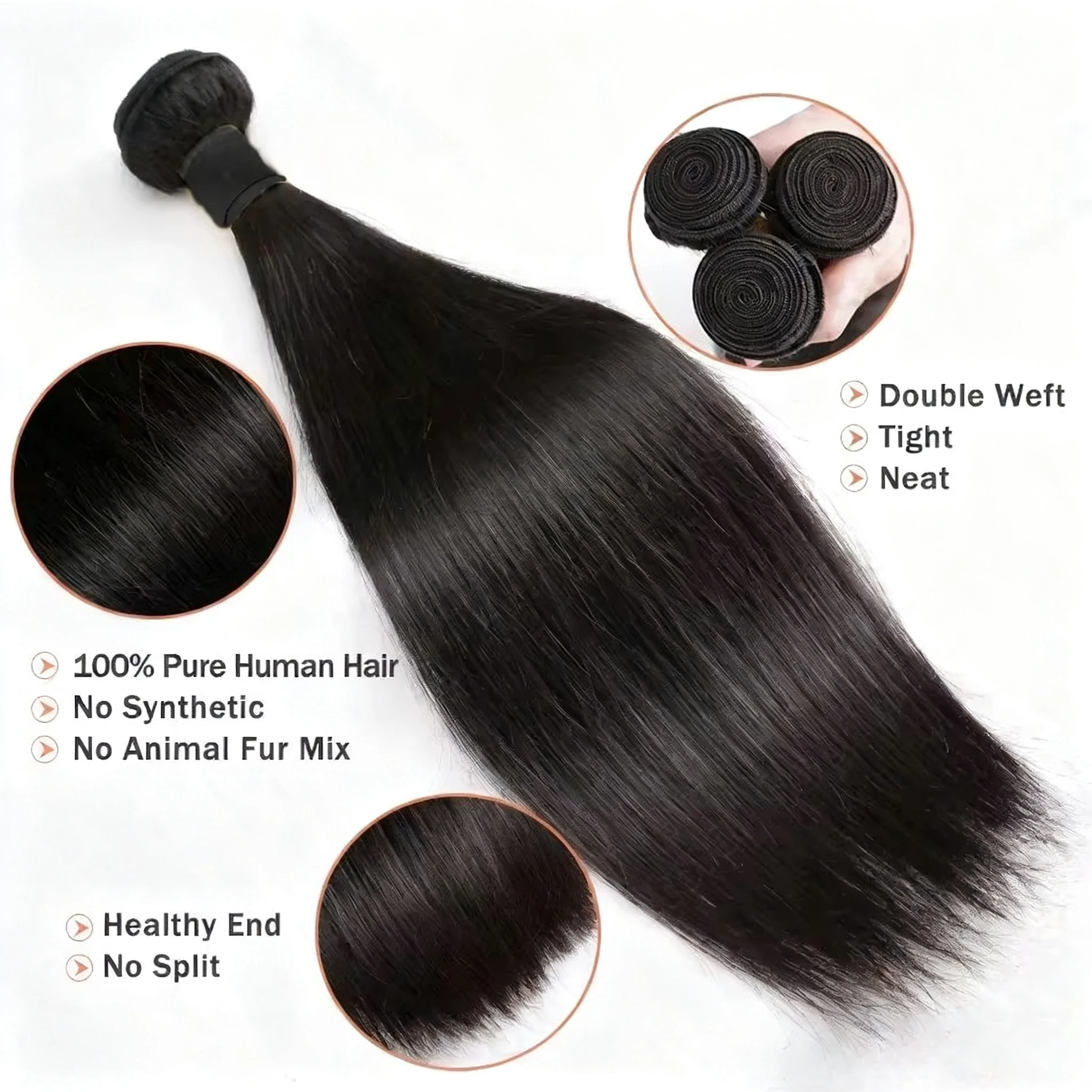 البرازيلي 3/4 قطعة حزم الشعر البشري العظام مستقيم 100% غير المجهزة 30 34 بوصة الخام عذراء ريمي حزمة ملحقات لحمة مزدوجة