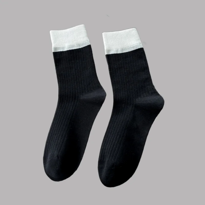 7/14 Pairs 2024 New Fashion Women's Mid-tube Socks Versatile Trendy Socks Color Matching Long Tube Stacked Socks