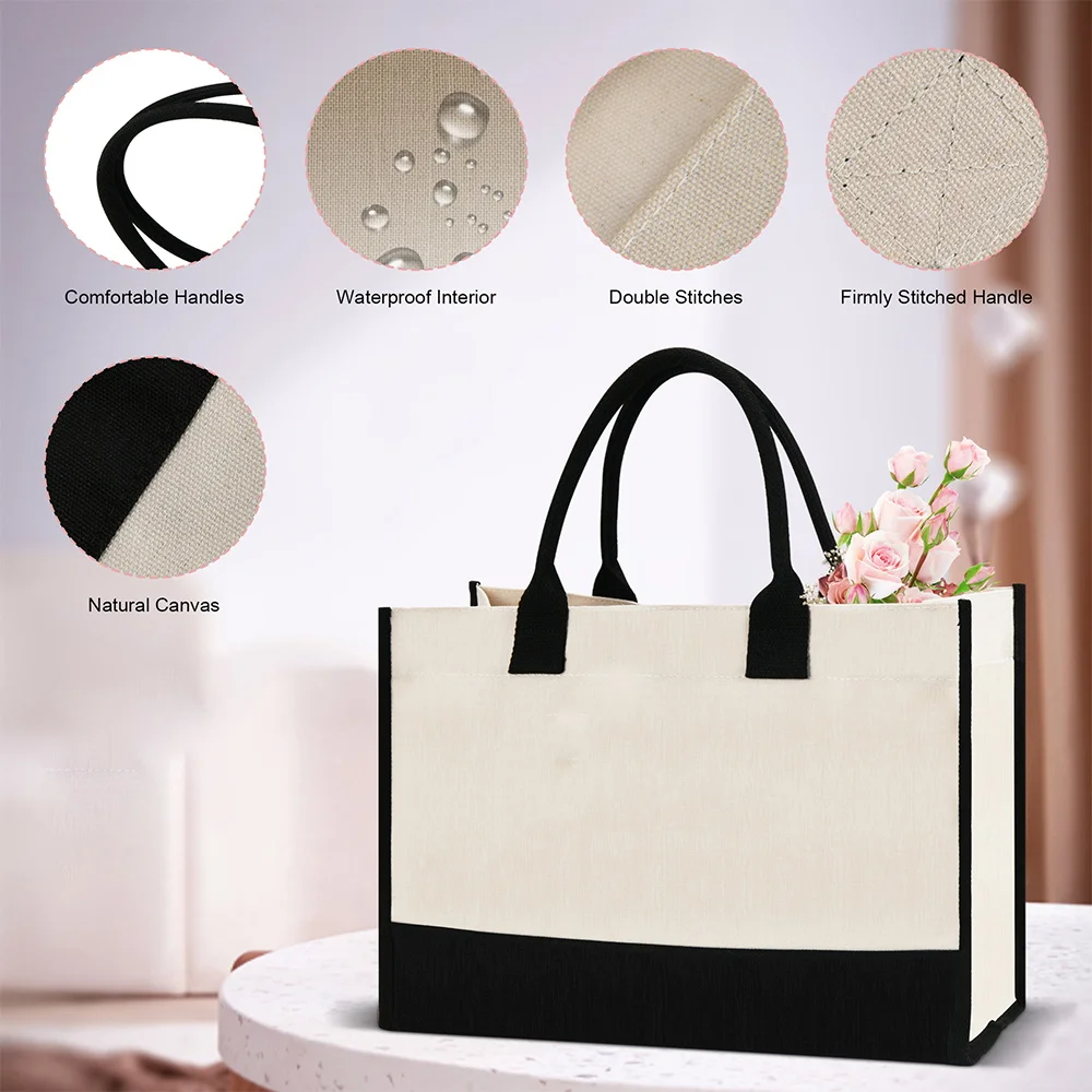 Reusable Shopping Bag Vintage Jute Bag Portable Imitation Sacks Handbags Large Capacity Grocery Bags Leisure Commuting Bags