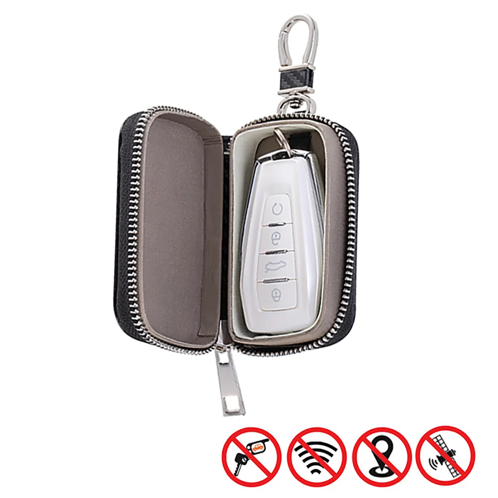 

Car Key Case RFID Blocker Signal Blocking Cover Remote Control Key Shielding PU Leather Shell