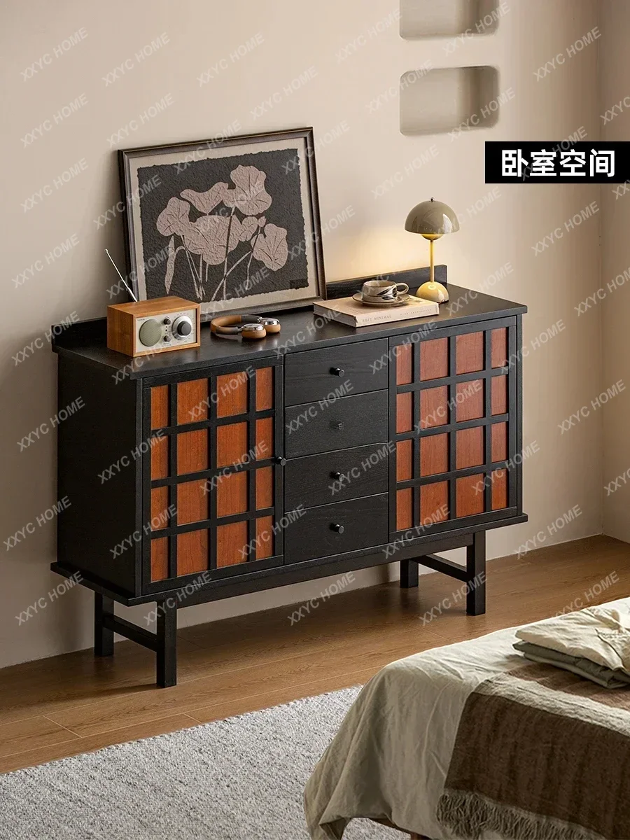 

A Medieval light luxury solid wood chest, bedroom, bedside storage cabinet, drawer cabinet, living room, French retro locke