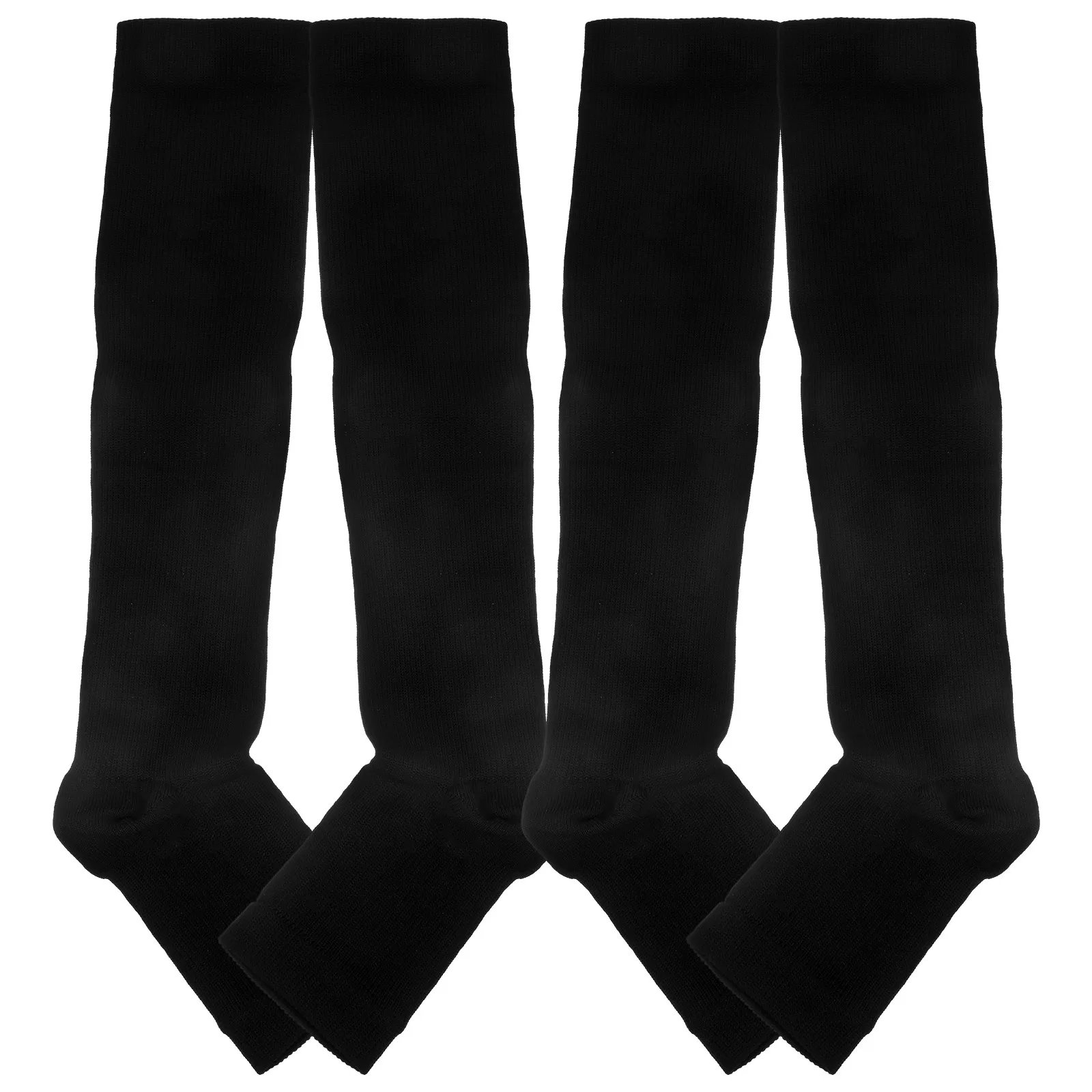 

4pcs 2 Pairs Toeless Jacquard Sports Socks Calf Compression Stockings Women Spring Slimming Leg Shaping Elastic Touch Stretchy