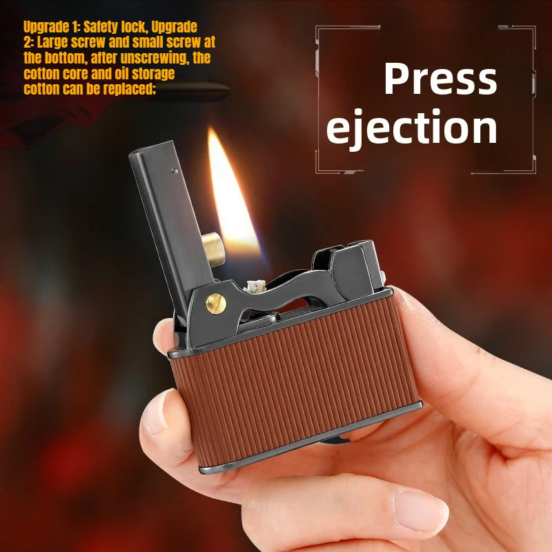 JOBON Creative One-Click Ejection Ignition Lighter, Personalized Nostalgic Vintage Oil Lighter, Gift, Collectible