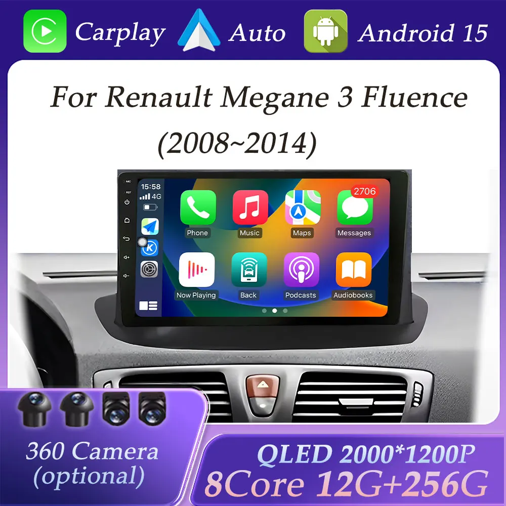 Android 15 для Renault Megane 3 Fluence Samsung SM3 2008-2014, автомобильный радиоприемник, Wi-Fi, мультимедийный плеер, разделенный экран, GPS Navi DSP, стерео Android 15 для Renault Megane 3 Fluence Samsung SM3 2008-2014, автомобильный радиоприемник, Wi-Fi, мультимедийный плеер, разделенный экран, GPS Navi DSP, стерео