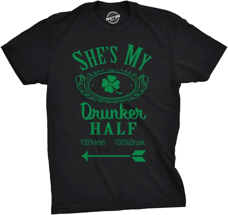 Shes and Hes My Drunker Half Shirt Funny Party Couple Pub Crawl Graphic Shamrock Apparel