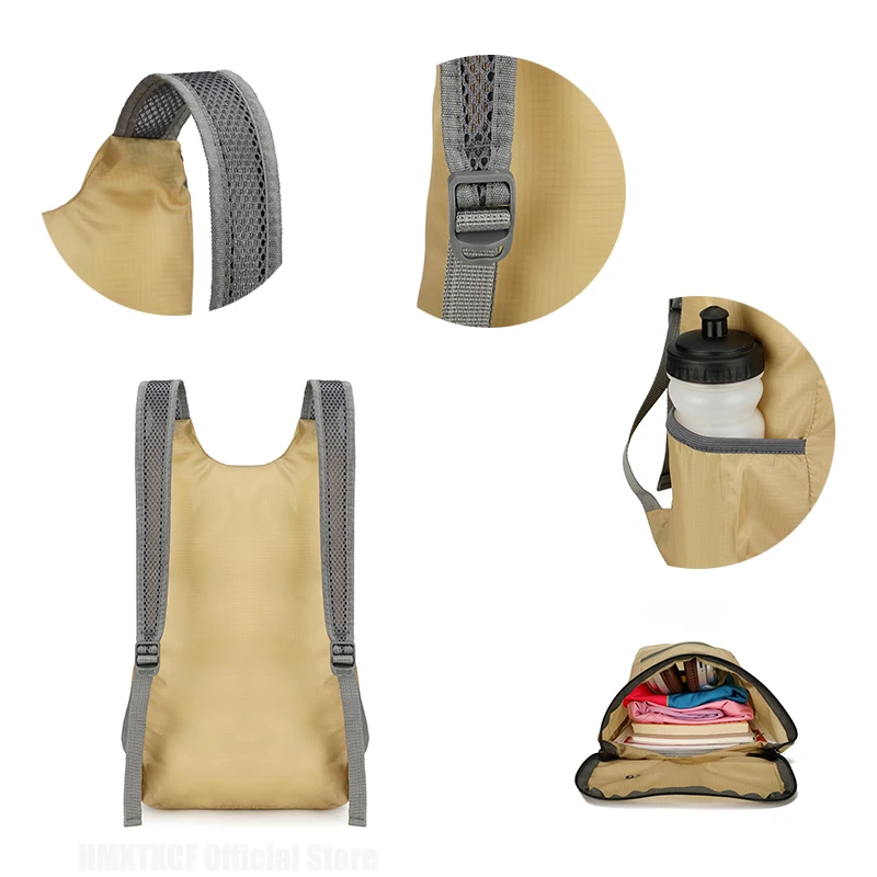 حقيبة ظهر خفيفة الوزن قابلة للطي للاستخدام الخارجي - حقيبة رياضية من القماش المقاوم للماء عالية الكثافة للتخييم والمشي لمسافات طويلة والسفر وتسلق الجبال