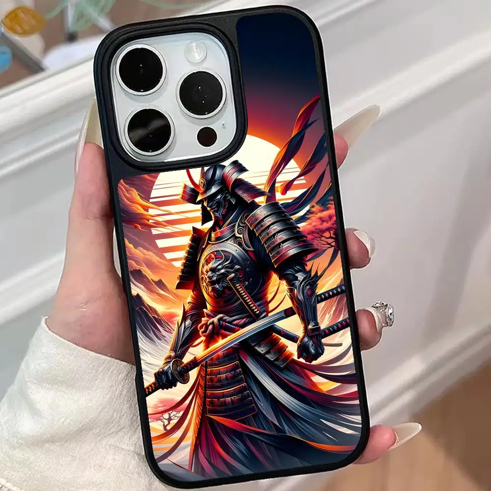 

Чехол для телефона Bushido Sakura Samurai для iPhone 17, 16, 15, 14, 13, 12, 11 Air Pro Max Plus, цветной чехол с матовой поверхностью, роскошный чехол