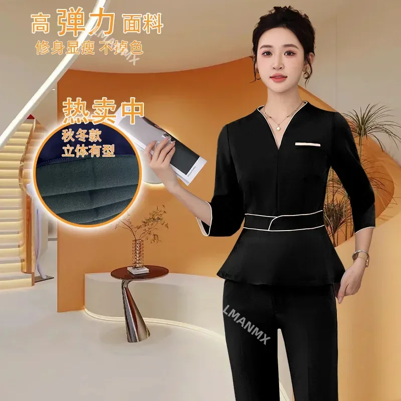 Esthetic Uniform Summer Short Sleeve Beauty Salon Suit Women's Spa Beautician Clothing Hotel Massage Workwear Korean Overalls