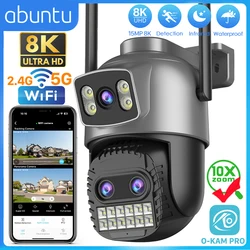 ABUNTU 15MP 8K 10X Optional Zoom Wifi Camera Outdoor Three Lens Screens Video Surveillance Camera 2.4G/5G Home Security Camera