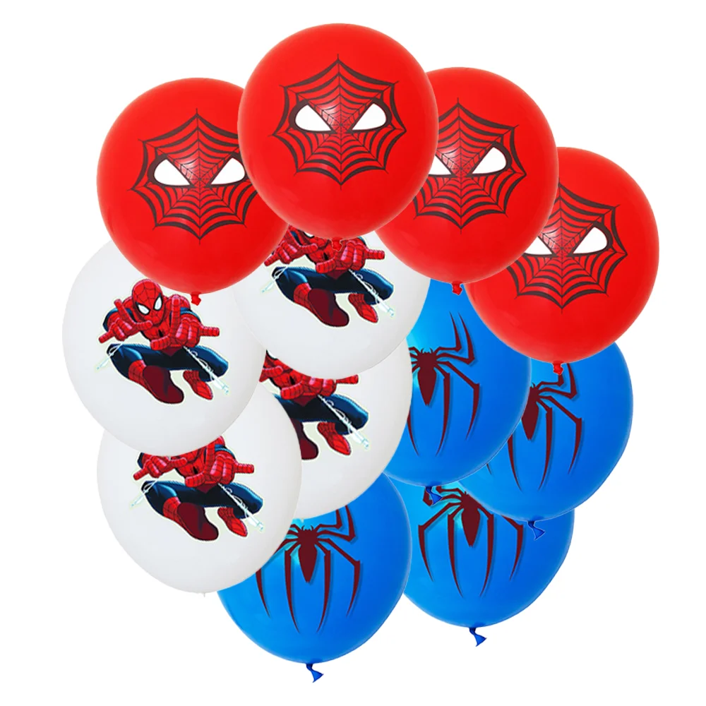 Globos de Fiesta de Superhéroes Araña en 3 Estilos, Juego de Globos de Látex Gruesos de 12 Pulgadas, Globos con Patrón de Héroes de Dibujos Animados para Fiestas de Cumpleaños de Niños
