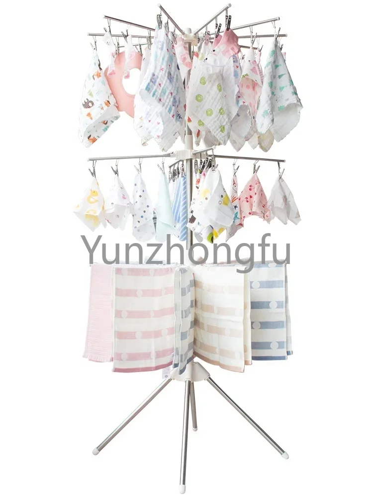 Stainless Steel Household Floor Three-layer Balcony Baby Diapers Hanger Drying Rack