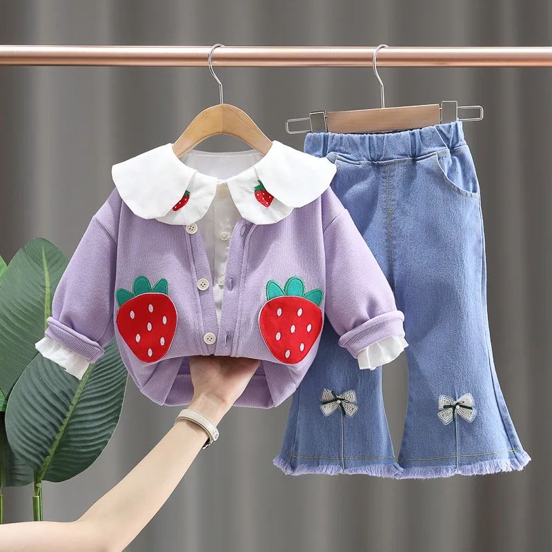 New Spring Autumn Baby Clothes Suit Children Girls Fashion Casual Jacket Shirt Pants 3Pcs/Sets Toddler Costume Kids Tracksuits