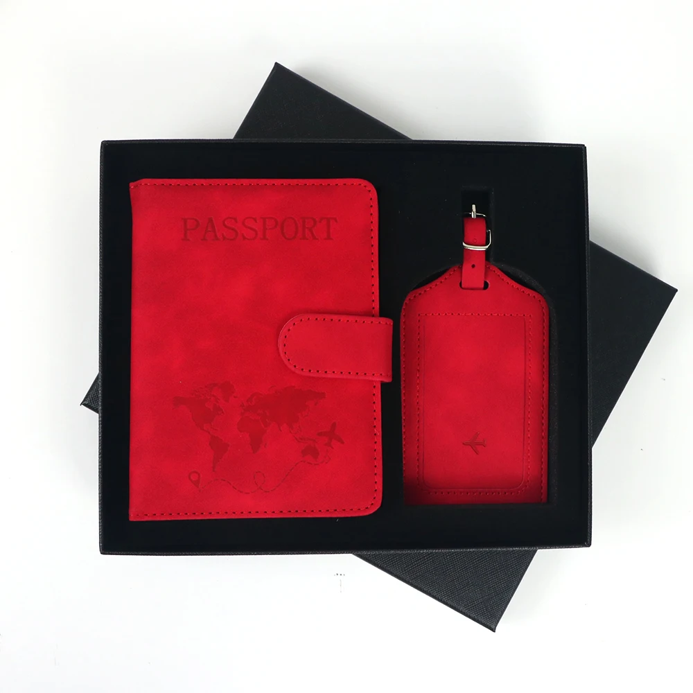 Personalisiertes Anti-Magnetisches Reisepass-Set mit Gepäckanhänger, PU-Leder Reisepasshülle mit Magnetverschluss, Reisepass-Tasche – Detail 4