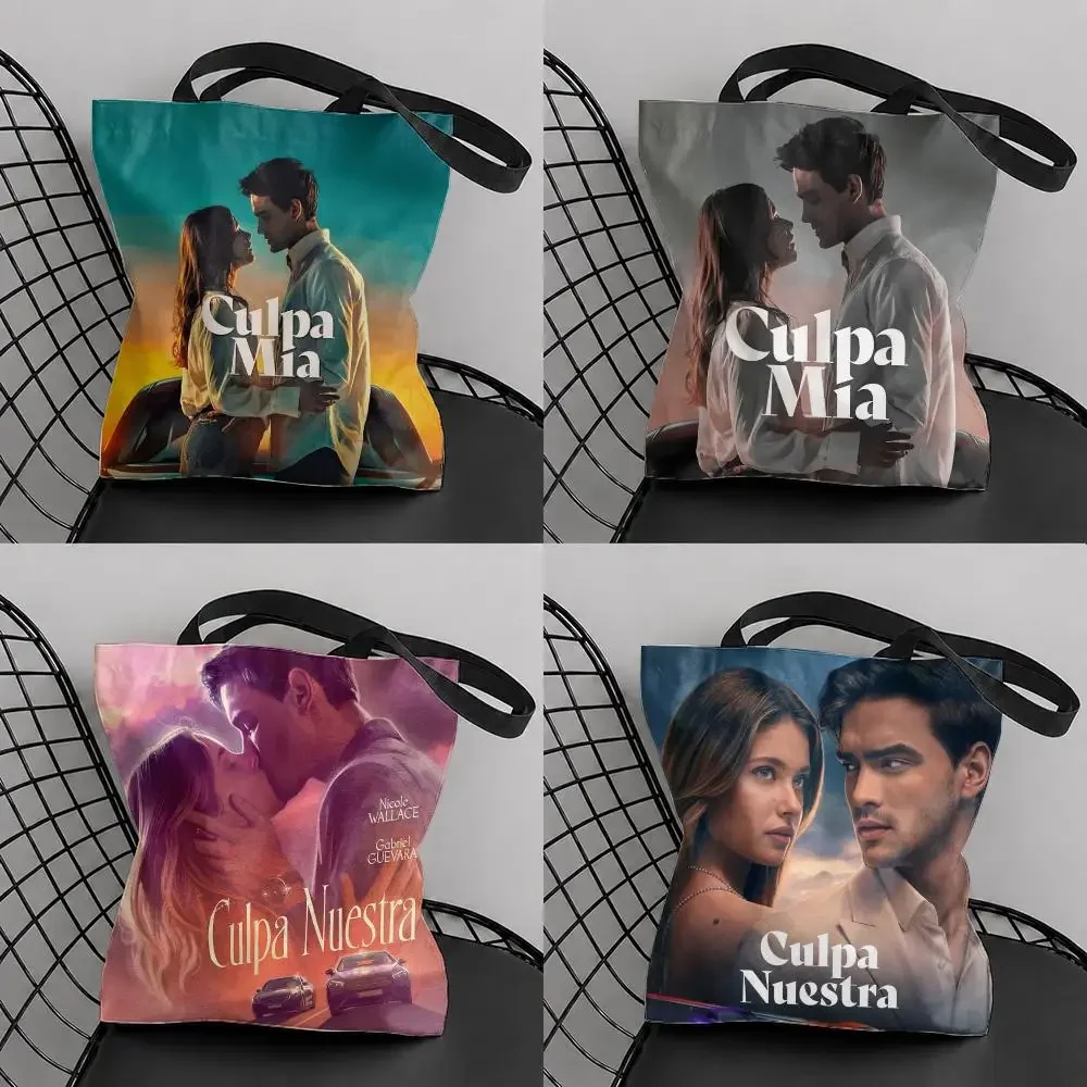 My F-Fault C-Culpa Mia Storage Bags Canvas Tote Bag Double-Sided Print Fashion Shoulder Shopping Bag Gift Handbags