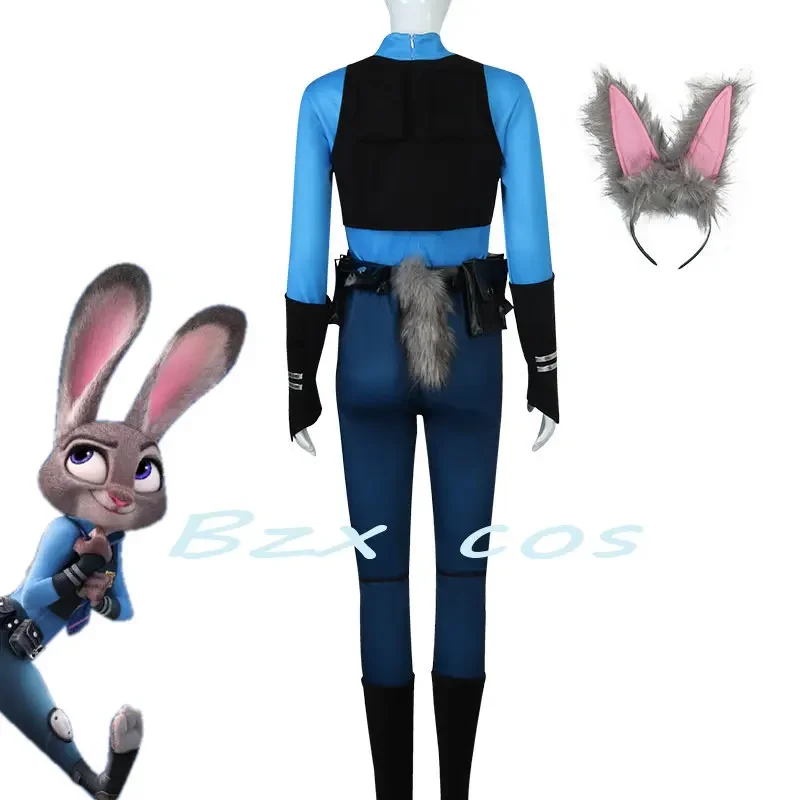 Anime Hopps Cosplay Judy Cospaly Costume donna uniforme della polizia Top gilet pantaloni Bunny Tail Halloween Set