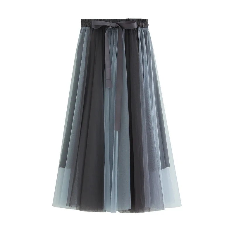 

Spliced Yarn Half New Mid Length A-Line Mesh Long Fairy Skirt 8576