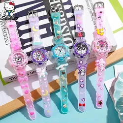 Sanrio Watch Kawaii Melody Cinnamoroll Children LED Luminous Watch Kuromi Student Wrist Watch Kids Birthday Gift Toy