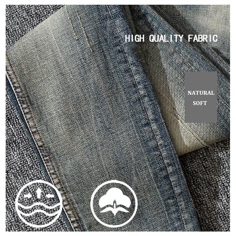 

Модные новые мужские джинсы с высококачественной эластичной тканью и облегающим кроем, синие джинсы в стиле ретро, итальянские повседневные дизайнерские брюки.