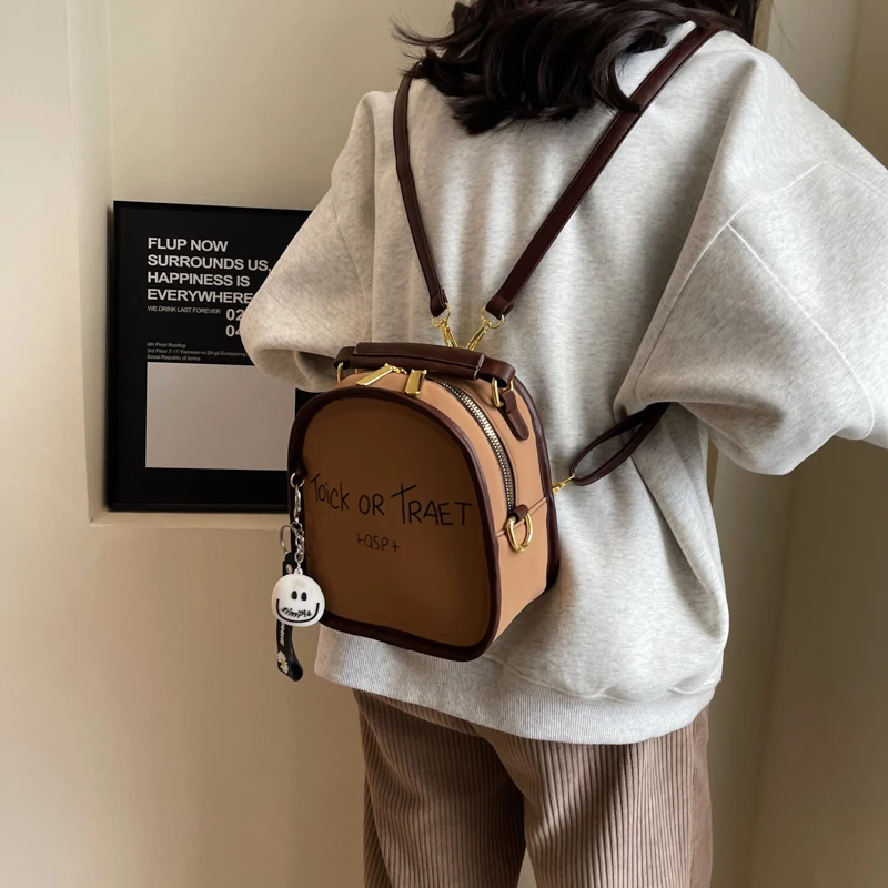 Solid Letter Print Zipper Pu Backpacks Thread Versatile Shoulder Bags 2024 Hot Sale Crossbody Bag for Women Mochila Mujer