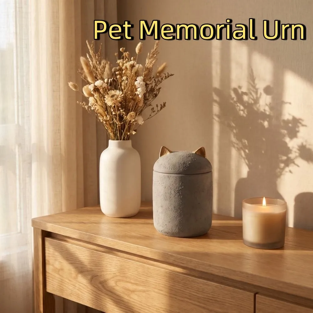 Moisture-Proof Pet Memorial Urn Sealed Compact Cat Cremation Urn with Lid Decorative Desktop Storage Jar Pet Funeral