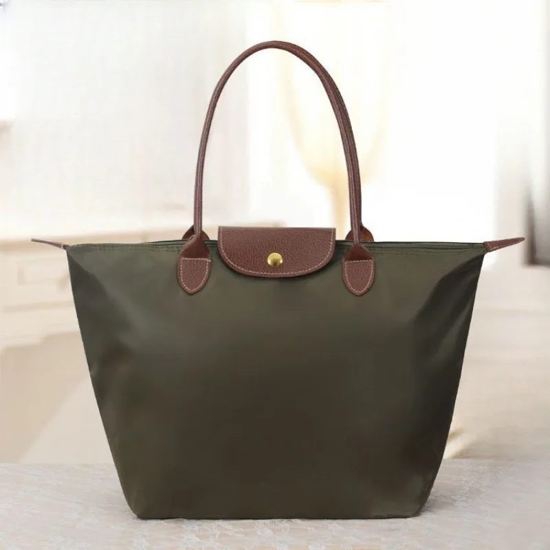 Nova moda bolsa de ombro feminina alta qualidade náilon bolsa grande capacidade clássico bolsa dobrável bordado bolinho saco