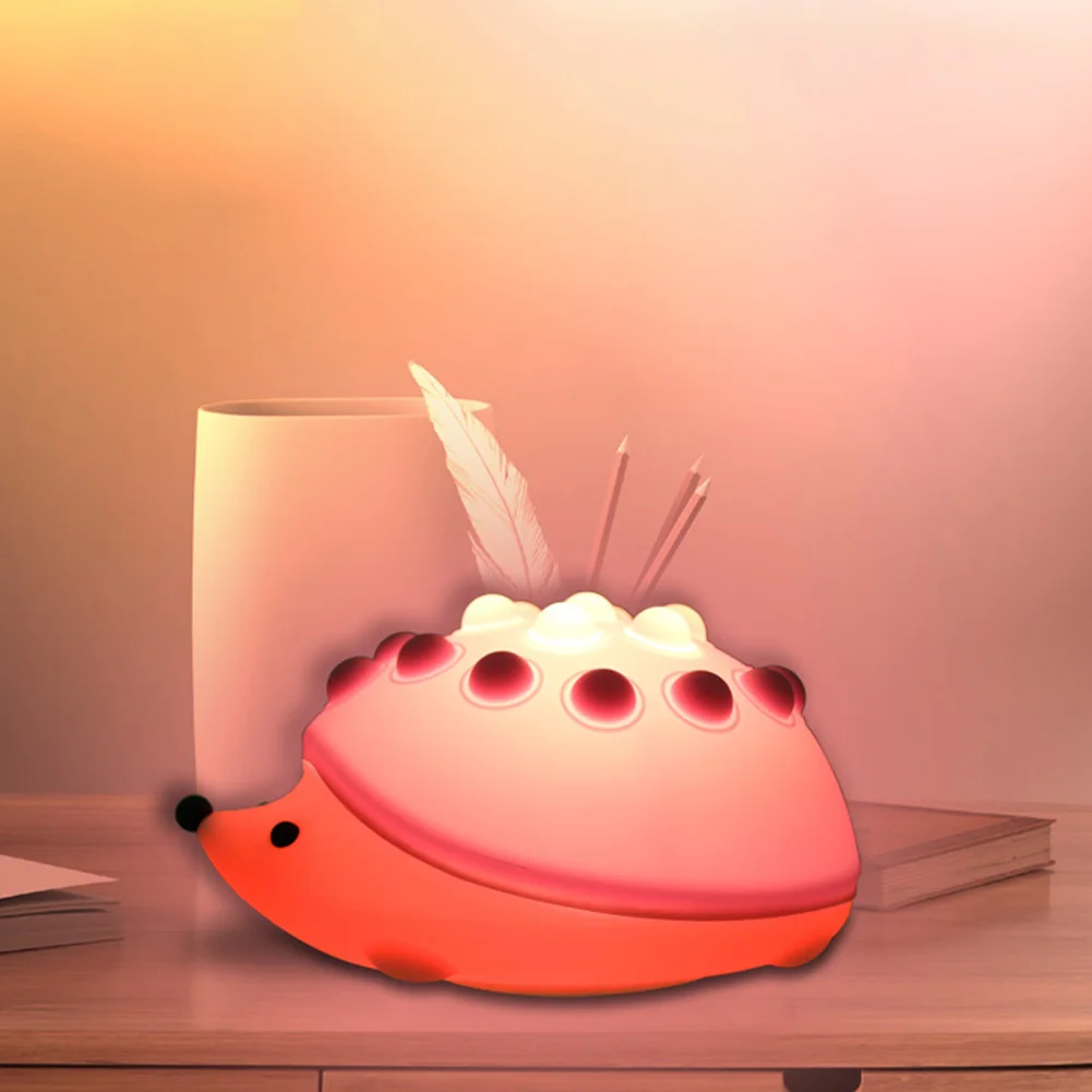 Cute Hedgehog Night Light USB ricaricabile dimmerabile Cartoon Touch Sensor lampada da notte sensore tattile lampada da comodino decorazione della camera da letto
