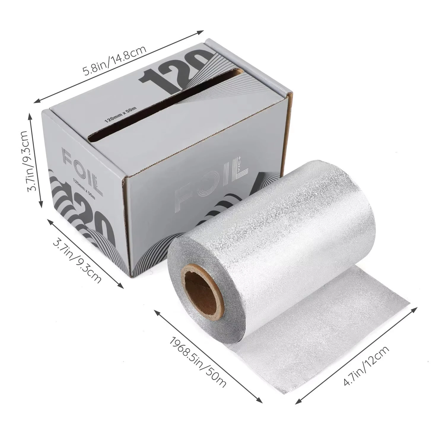 12cmX50m Aluminum Foil for Hair，Professional Embossed Hair Foil Roll Hair Coloring Highlighting Foils for Bleaching Hair Salon