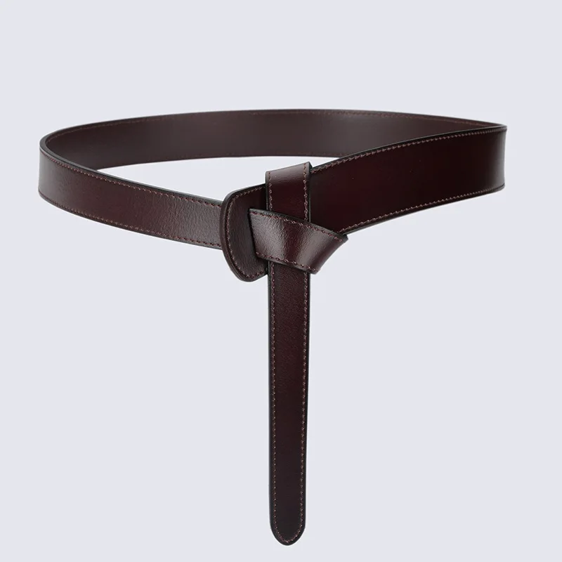 Mode Echt Leer Geknoopt Riem Hoge Kwaliteit Persoonlijkheid Zachte Lange Brede Riemen Multicolor Rok Jas Kleding Accessoires