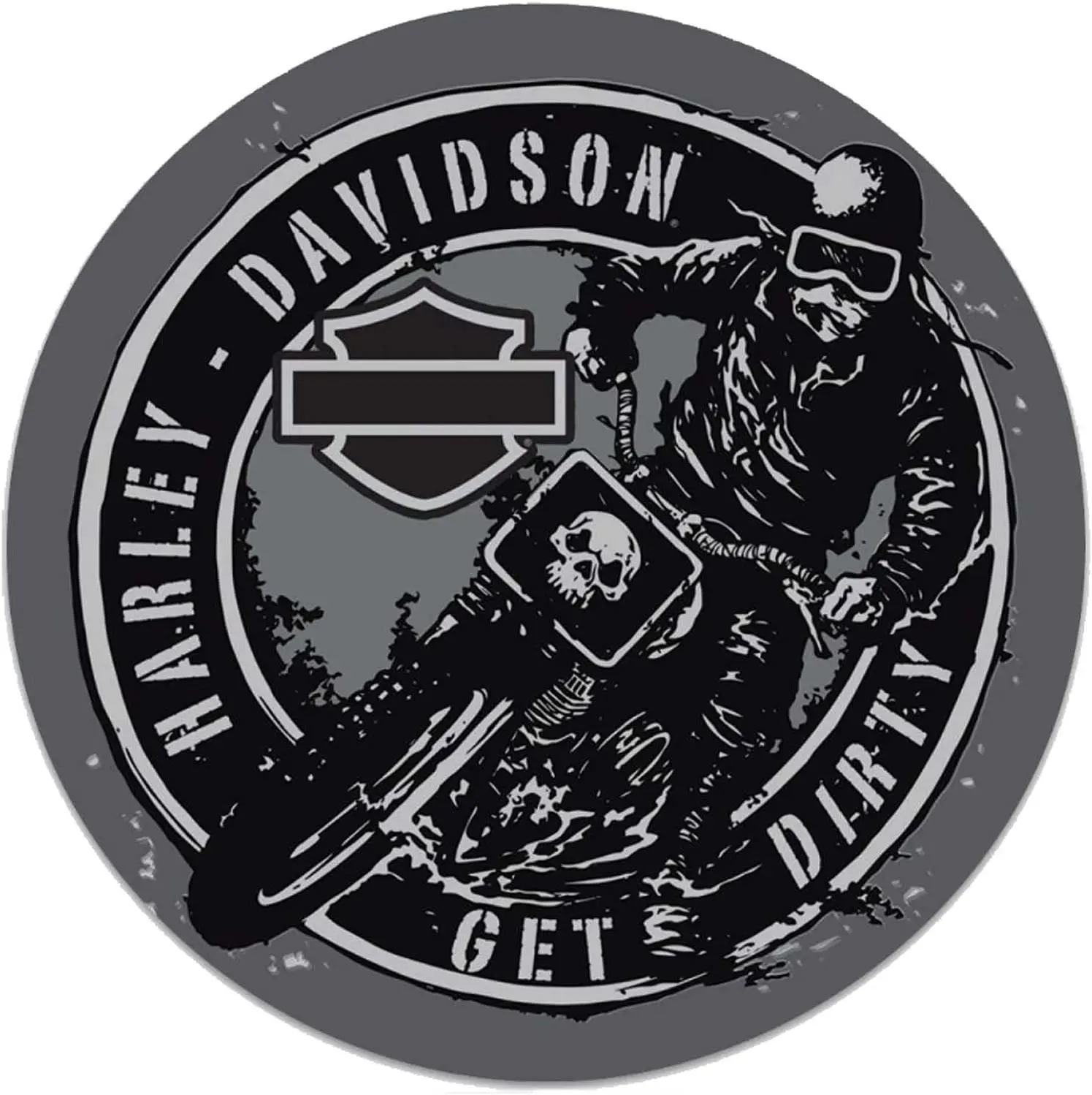 

Get Dirty Embossed Round Tin Sign, 14 inches - Gray & Black