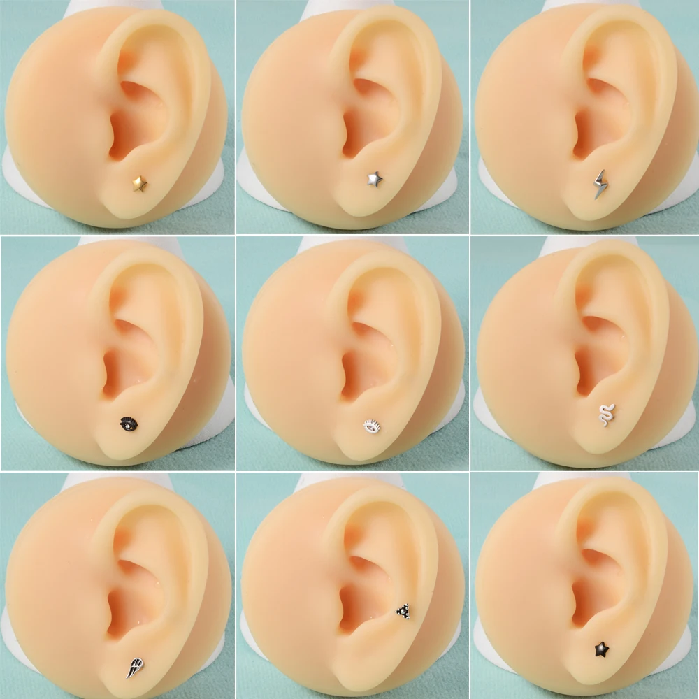 1PC Surgical Steel Snake Stud Earrings Star Ear Tragus Cartilage Helix Earrings Man Women Cute Helix Cartilage Piercing Jewelry
