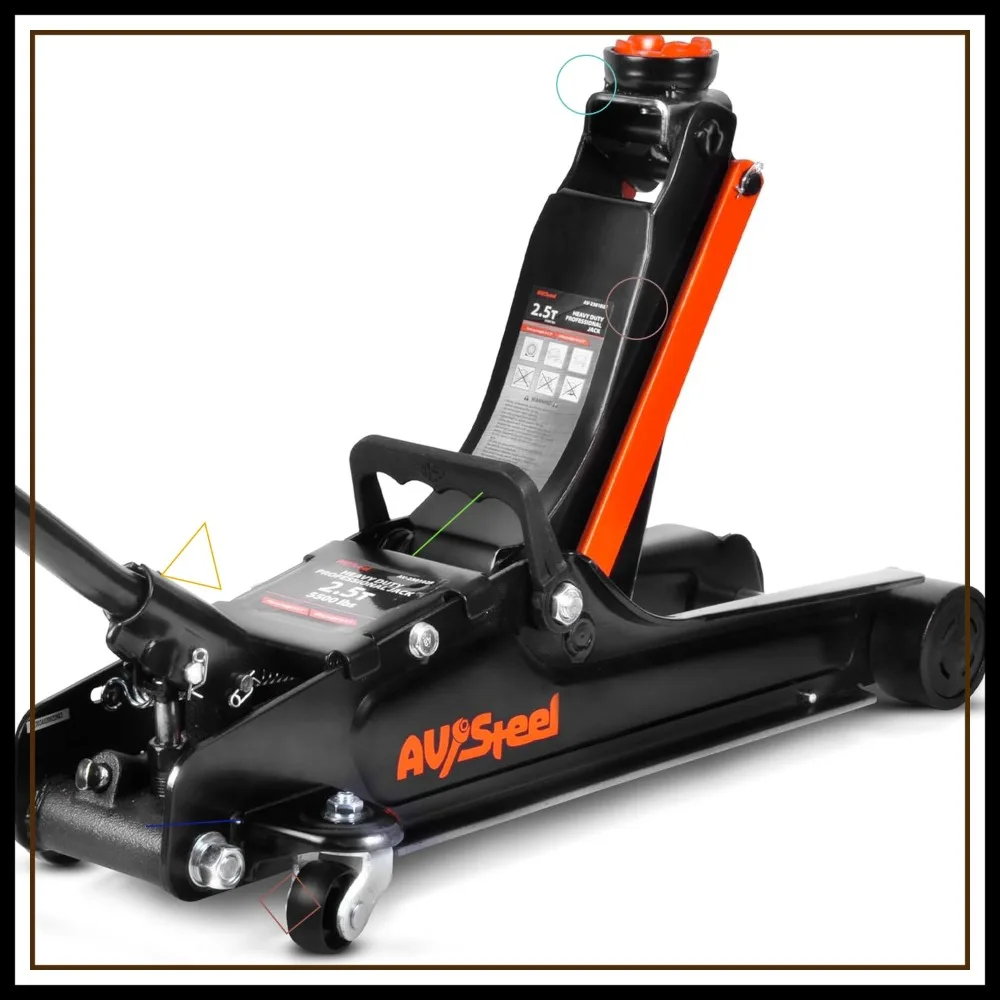 

Домкрат напольный низкопрофильный 2,5 тонны с однопоршневым насосом, усиленный стальной гидравлический домкрат для автомобиля, диапазон подъема от 3,4 до 14,6 дюймов