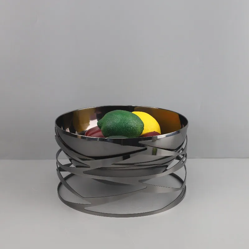 European light luxury abstract metal round fruit plate ornament living room restaurant hotel TV cabinet model room home accessor