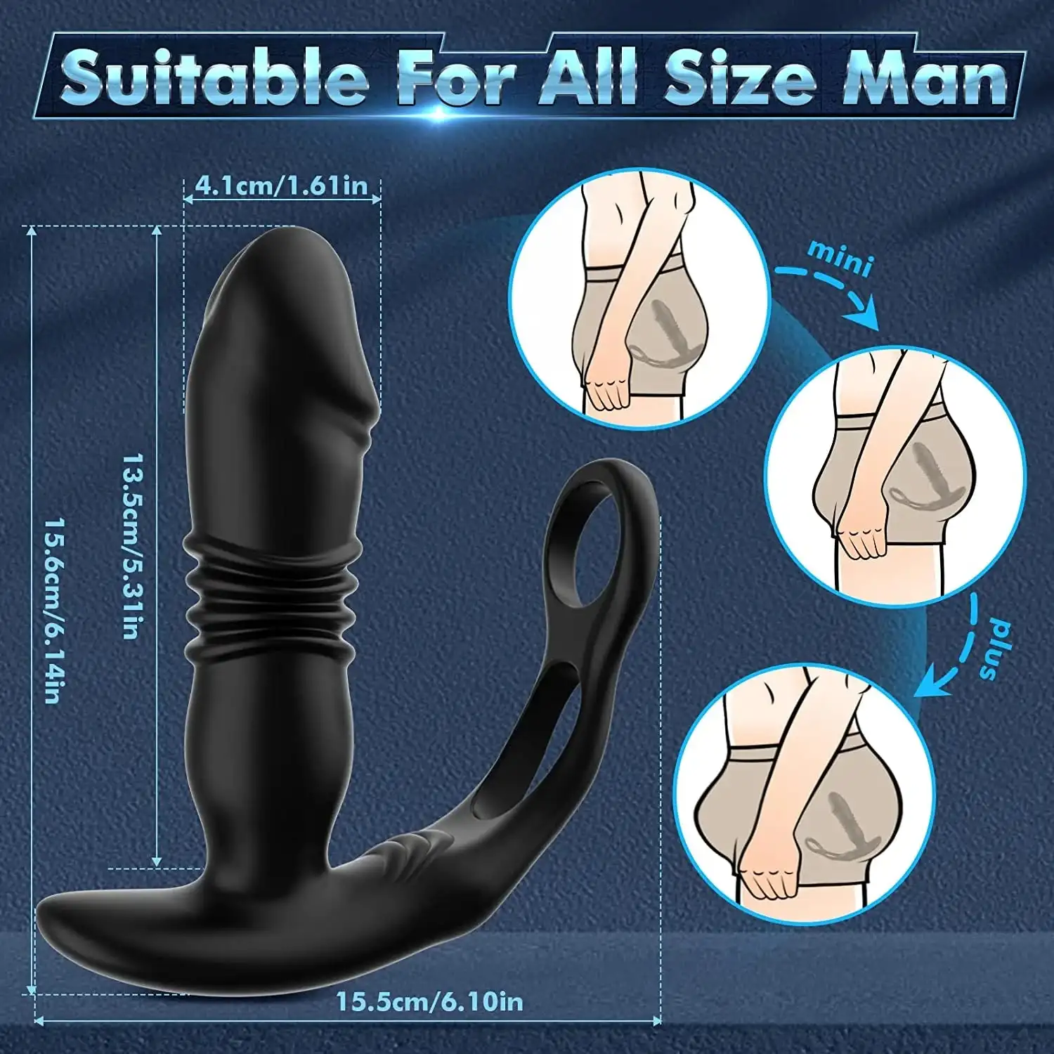 HESEKS 3 in 1 Anal Vibrator Thrusting Prostate Stimulator Massager Delay Ejaculation Penis Ring Anal Butt Plug Sex Toys for Men