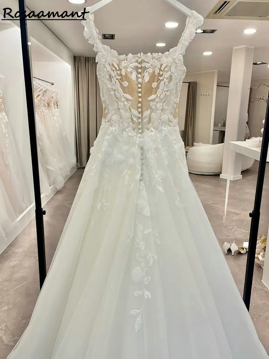 Elegante fora do ombro a linha vestidos de casamento sem mangas apliques florais rendas boho país personalizado vestidos de noiva