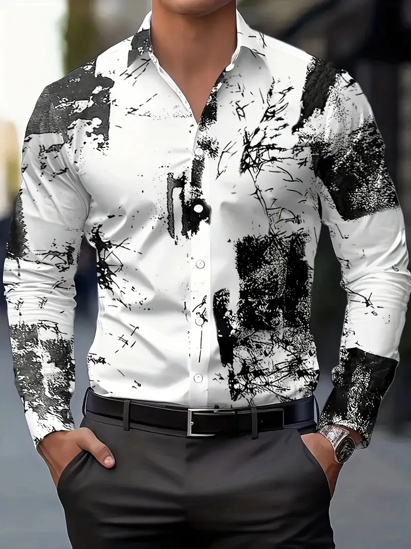 

Fashion Design Men's Shirt Clothing Outdoor Lapel Button Down Shirts for Man 2025 Comfortable Long Sleeve Button Up Blouse Top