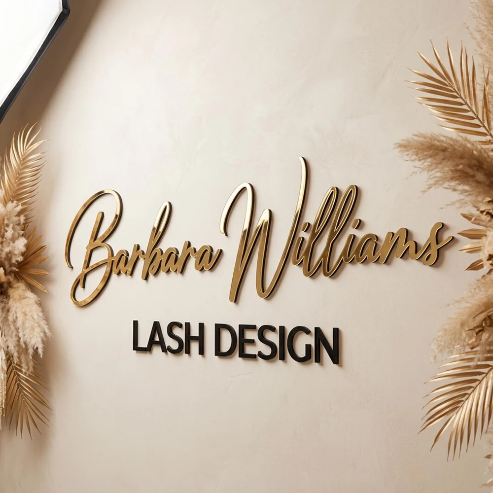 

Custom Metal Acrylic Sign Business Sign Metal Sign Laser Cut 3D Logo Letter Wall Signs For Company Shop Salon Hotel Indoor Decor