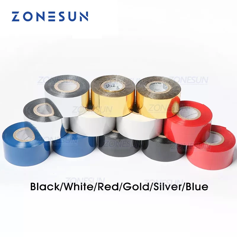 ZONESUN Thermal ribbon of ribbon printing machine, 30*100m, date printing ribbon for plastic and paper(5roll/lot)