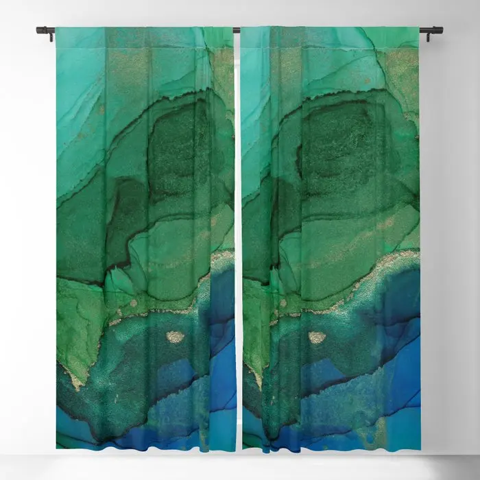 

Ocean Gold Blackout Curtains 3D Print Window Curtains For Bedroom Living Room Decor Window Treatments