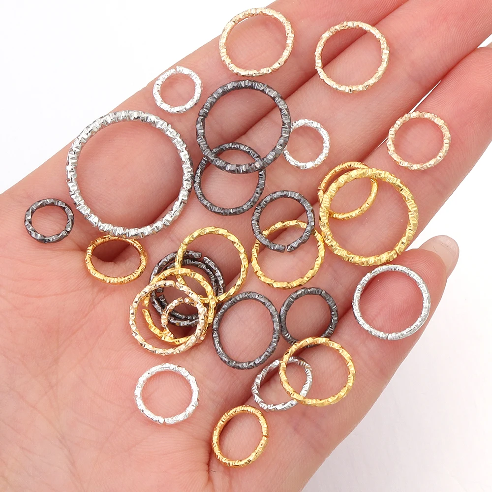 50-100pcs/lot Iron Round Jump Rings 8/10/12/15/20mm Metal Twisted Open Split Rings For DIY Jewelry Making Bracelet Necklace