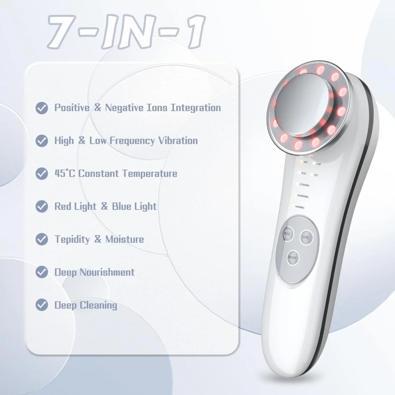 Microcurrent Face Beauty Device, EMS Eye Massager, Face Lifting, Anti Rugas, LED Photon, Multifuncional Cuidados Com A Pele, 7 em 1