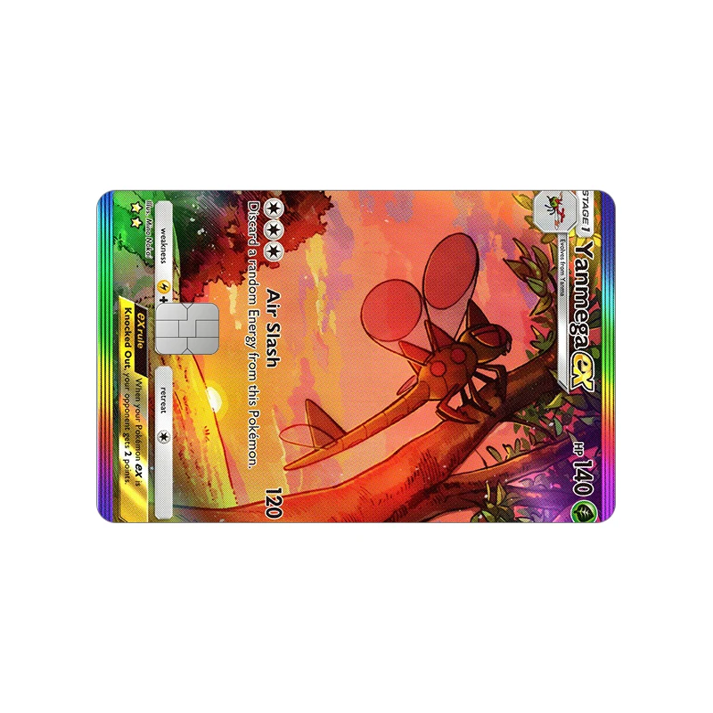 PTCG Dragonite Credit Card Sticker Mew GX Mega Lopunny Eevee Espeon Cards Skin Decoration Gengar Decals Id Documents Patch Gift view 4