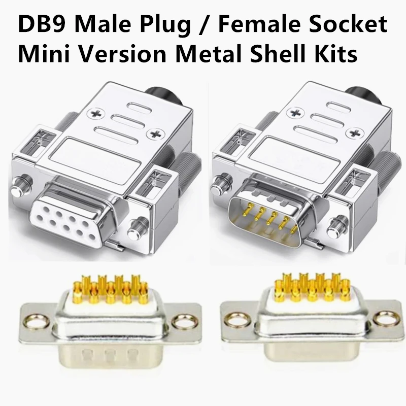 Мини-версия DB9, штекер/гнездо, металлический корпус, комплект RS232, 9-контактный последовательный порт, разъем RS485 RS422 COM, фотоадаптеры