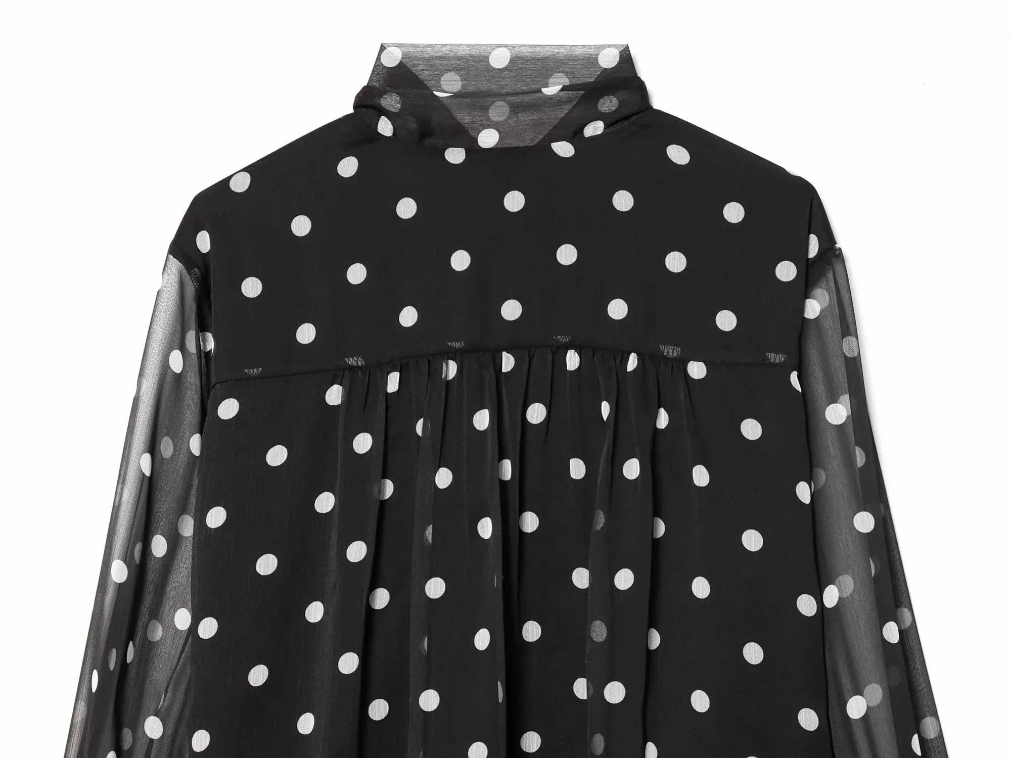 Elegante Damenbluse mit Polka-Dot-Muster, Schleifenkragen, Langarm-Shirt, Modische Damen-Oberteile im High-Street-Stil, Schicke Dünne Blusen – Detail 9