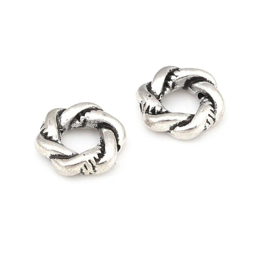 Antique Bronze Antique Silver Zinc Alloy Square Round Closed Circle Twisted Rings Charms Pendants Diy Jewelry Making Accessories