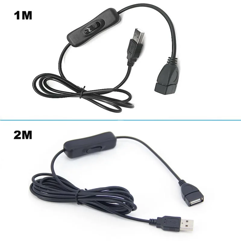 1m 2m USB 2.0 A Male to A Female Cable 304 Switch button ON OFF data power charging connector Extension Extender wire cord R23